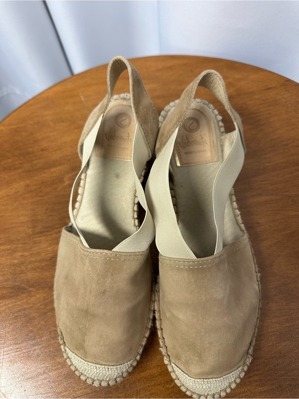 Neutral Tan Suede Espadrille Slingback  Vidoretta size 39